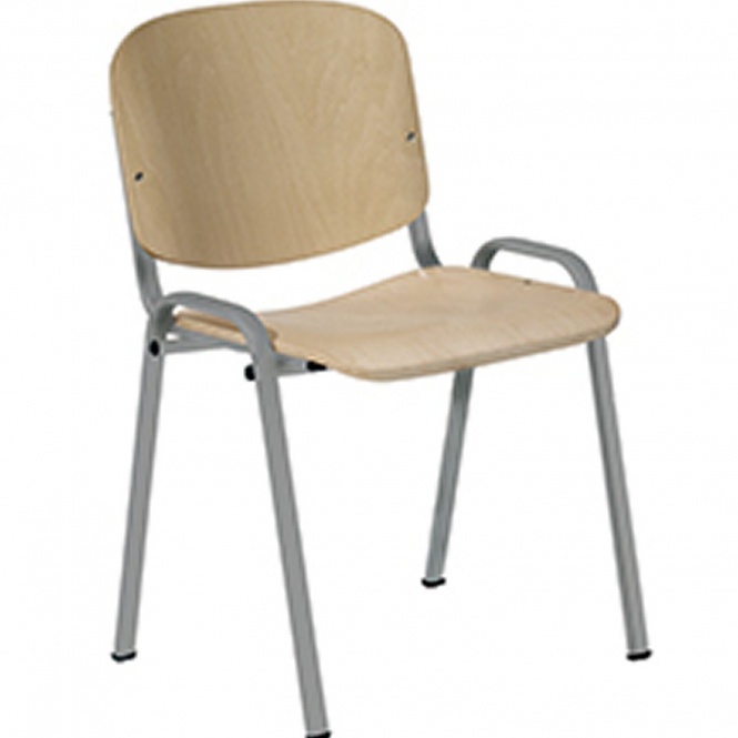 Stapelstuhl, Sitz und Rückenlehne aus Schichtholz Buche natur, 4er Set 